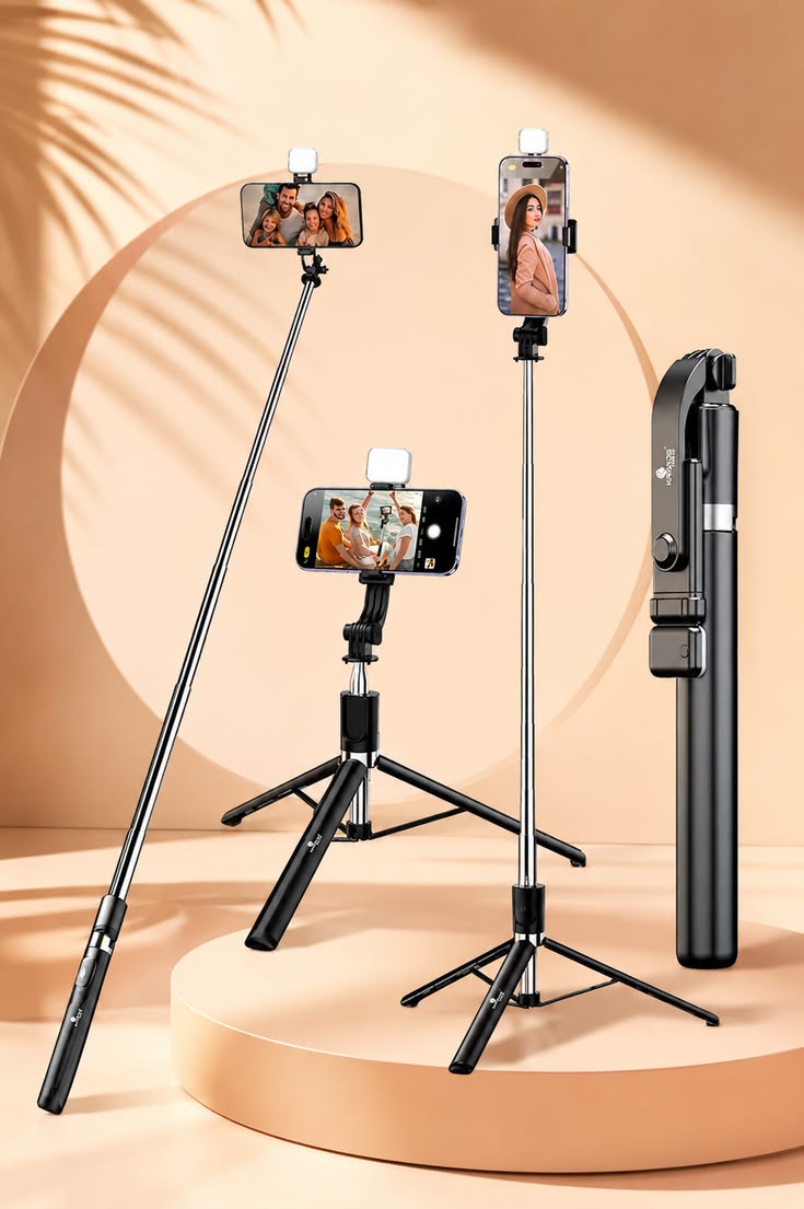 4 IN 1 Selfie Stick with  Bluetooth Remote