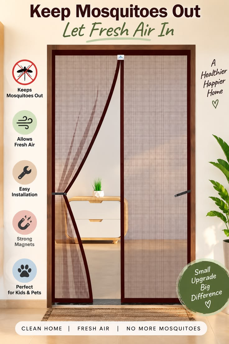 Hands-Free Retractable Magnetic Door Mesh | Magic Mesh Screen Door with Magnetic Closure | Random Colors